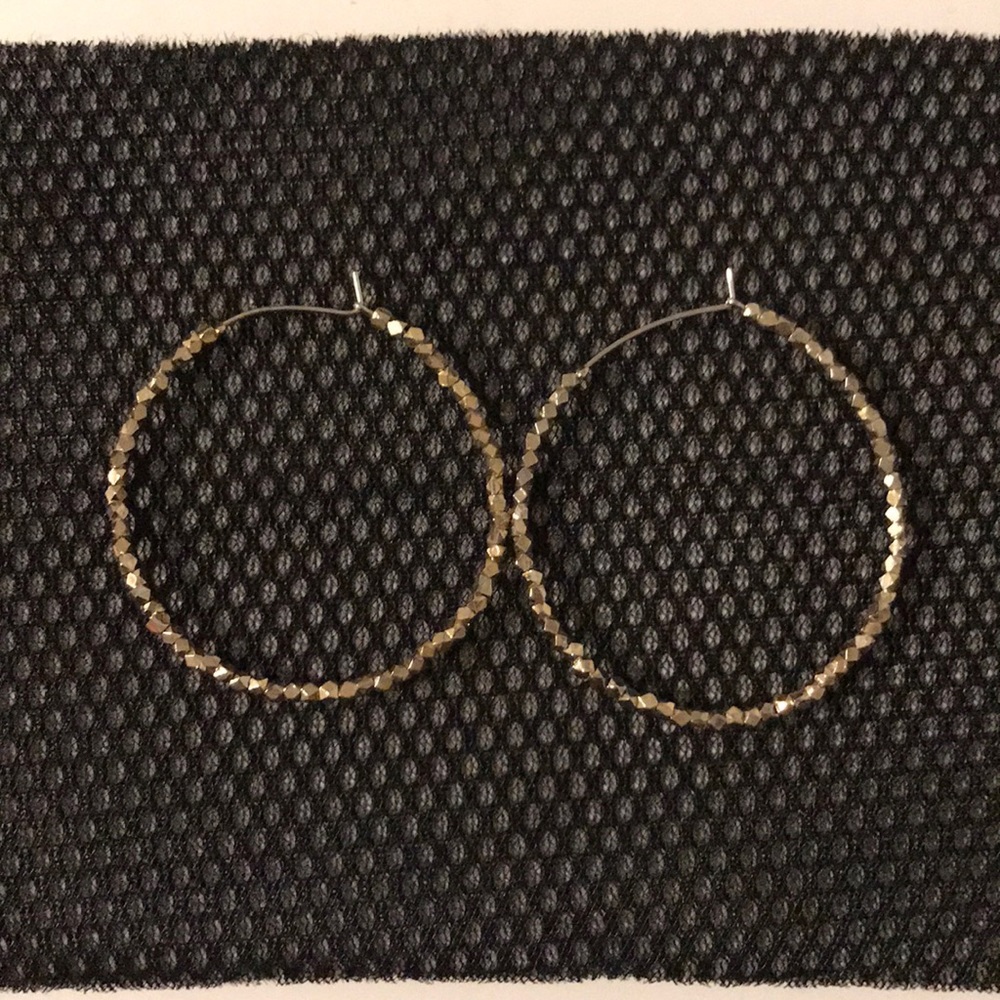 Gold beaded hoop earrings
